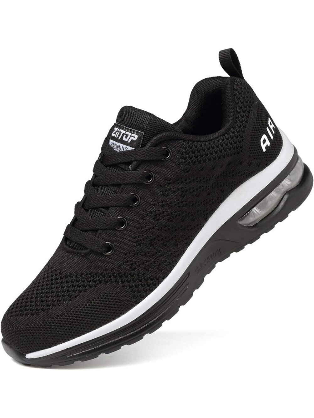 Women's Black White Sneakers Air Cushion Running Lightweight Breathable Shoes